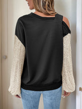 Perfee Sequin Asymmetrical Neck Long Sleeve Sweatshirt OutfitFlow